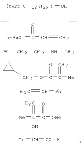 2-Propenoic acid, 2-methyl-, methyl ester, telomer with butyl 2-propenoate, tert-dodecanethiol, ethenylbenzene, 2-hydroxypropanoic acid, 2-(methylamino)ethanol and oxiranylmethyl 2-methyl-2-propenoate